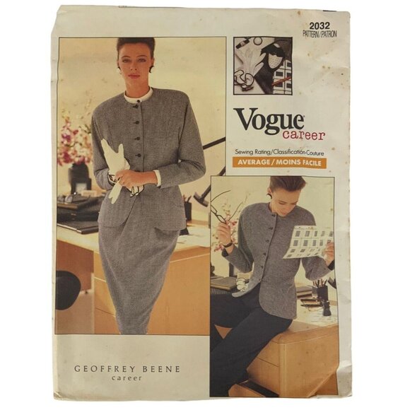 Vogue 2032 Geoffrey Beene Misses Jacket Skirt Pants Sewing Pattern Sizes 6-10 - Picture 1 of 3